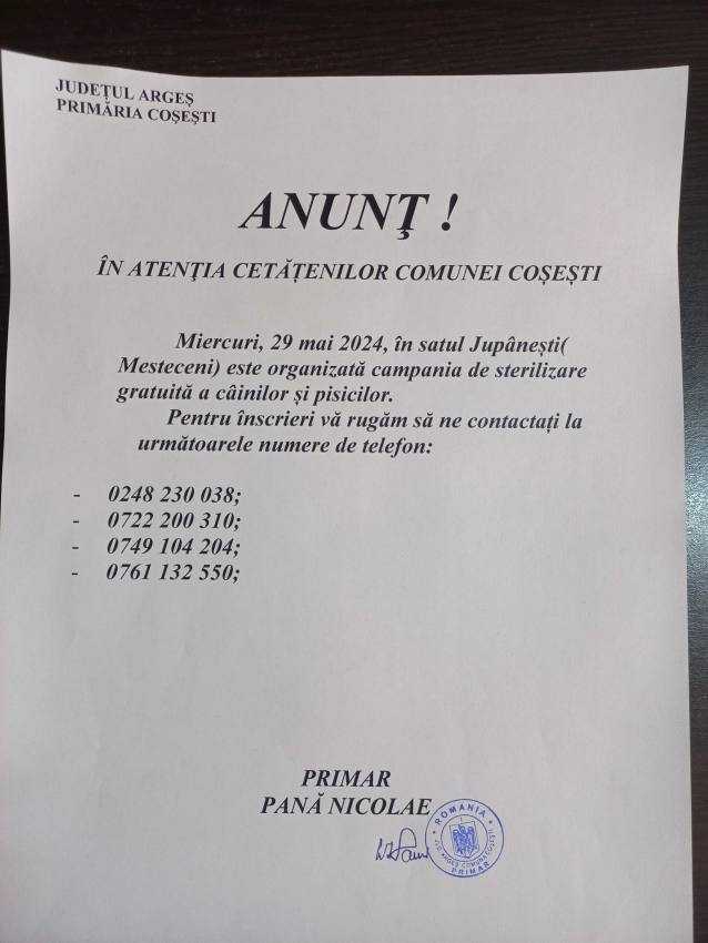 anunț Coșești