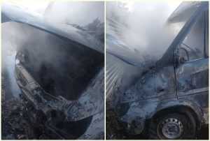 O autoutilitară a luat foc în Pitești 1 page - O autoutilitară a luat foc în Pitești