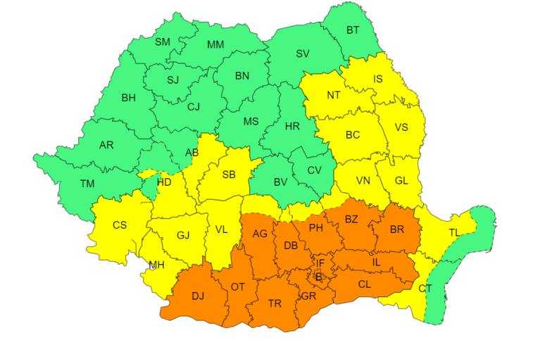 Cod galben și cod portocaliu de caniculă în Argeș! 2 ANM cod galben
