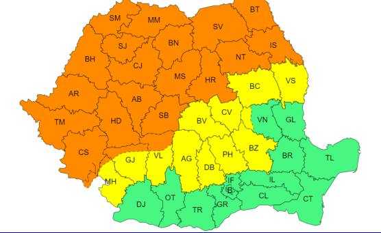 Avertizare ANM! Cod galben de instabilitate și cod portocaliu de caniculă în Argeș! 1 avertizare ANM cod