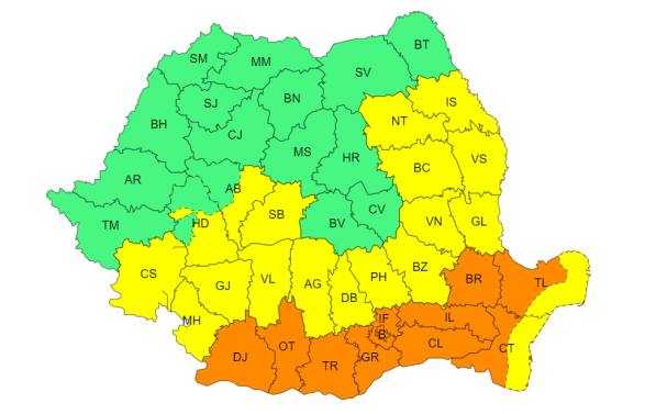 Avertizare ANM! Cod galben de instabilitate și cod portocaliu de caniculă în Argeș! 2 avertizare ANM cod