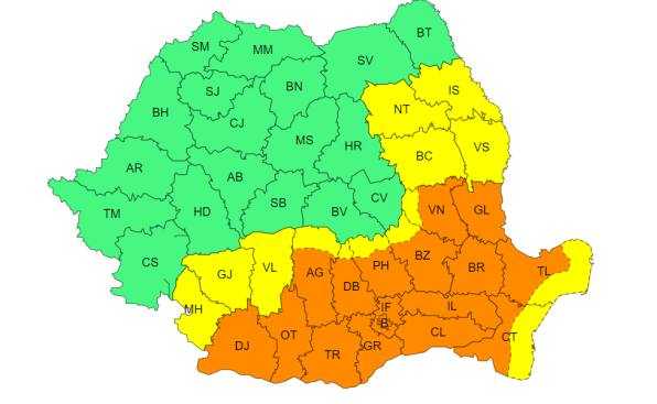 Avertizare ANM! Cod galben de instabilitate și cod portocaliu de caniculă în Argeș! 3 avertizare ANM cod