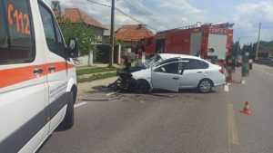 ARGEȘ. A intrat cu mașina într-un cap de pod! Două victime transportate la spital! 1 accident mașină Argeș