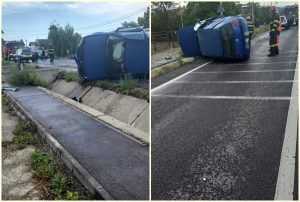 page 1 - Accident la Schitu Golești! A intrat cu mașina într-un cap de pod și s-a răsturnat