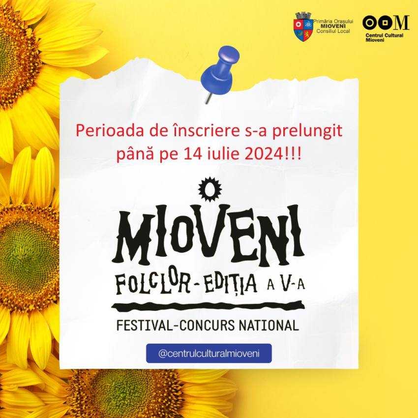 Perioada de înscriere pentru Festivalul-Concurs Național de Folclor Mioveni se prelungește 1 la Mioveni
