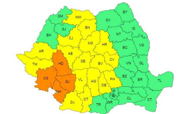 Argeșul se află sub cod galben de caniculă și instabilitate atmosferică 1 avertizari ANM cod