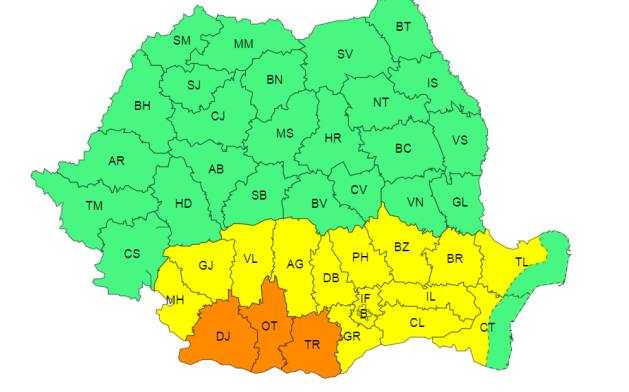 Argeșul se află sub cod galben de caniculă și instabilitate atmosferică 2 avertizari ANM cod