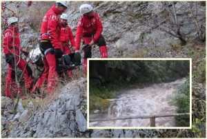 page 1 - Două femei și un copil au rămas blocați în Munții Retezat, din cauza unei ploi torențiale