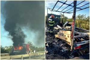 Incendiu pe Autostrada A1 București-Pitești! O autoplatformă a ars ca o torță 1 cats 1 - Incendiu pe Autostrada A1 București-Pitești! O autoplatformă a ars ca o torță