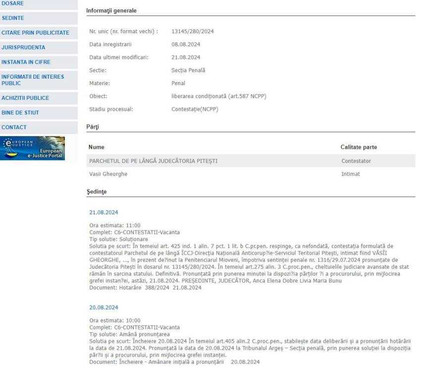 Gheorghe Văsîi eliberat din închisoare! 1 decizie Văsîi