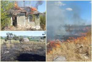 page 1 - Incendiu de vegetație în Leordeni: 400 mp afectați și acoperișul unei clădiri dezafectate distrus de flăcări