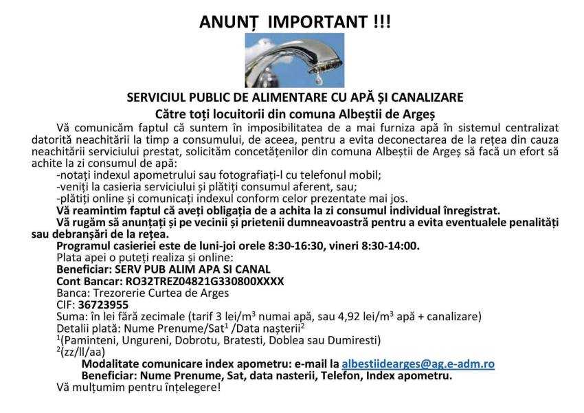 anunt Albeștii de Argeș