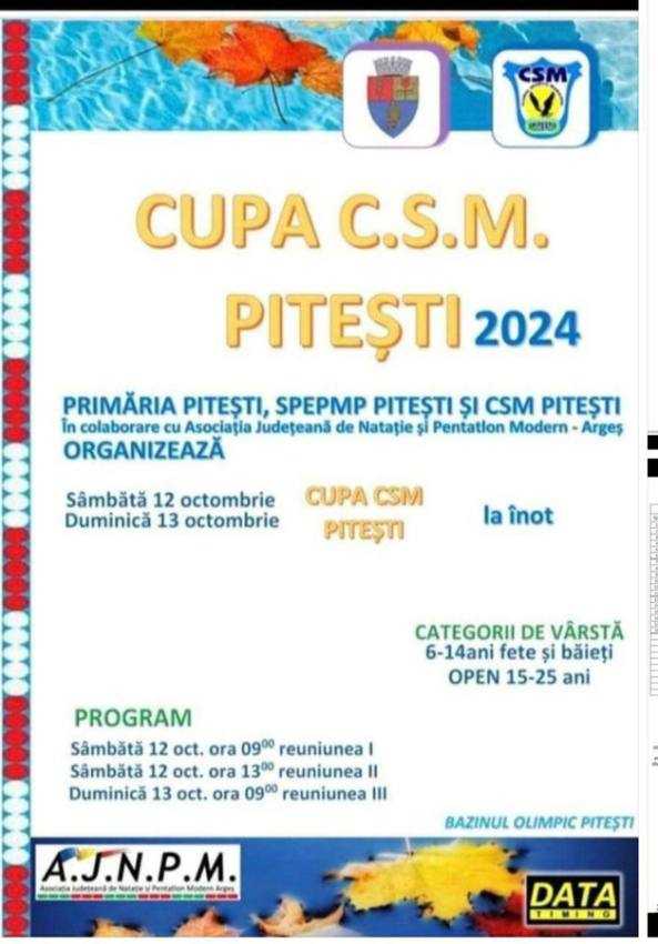 Sute de sportivi vin la Pitești. Cupa CSM PITEȘTI la înot: 12 - 13 octombrie! 1 afis cupa csm p0itesti la inot - Sute de sportivi vin la Pitești. Cupa CSM PITEȘTI la înot: 12 - 13 octombrie!
