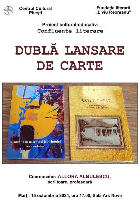 Centrul Cultural Pitești anunță dublă lansare de carte 1 dubla lansare de carte