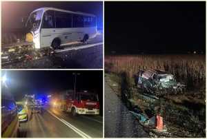 page 1 - Tragedie pe șosea: Doi morți și 20 de răniți după ce un tânăr de 17 ani a intrat pe contrasens și a lovit un autocar
