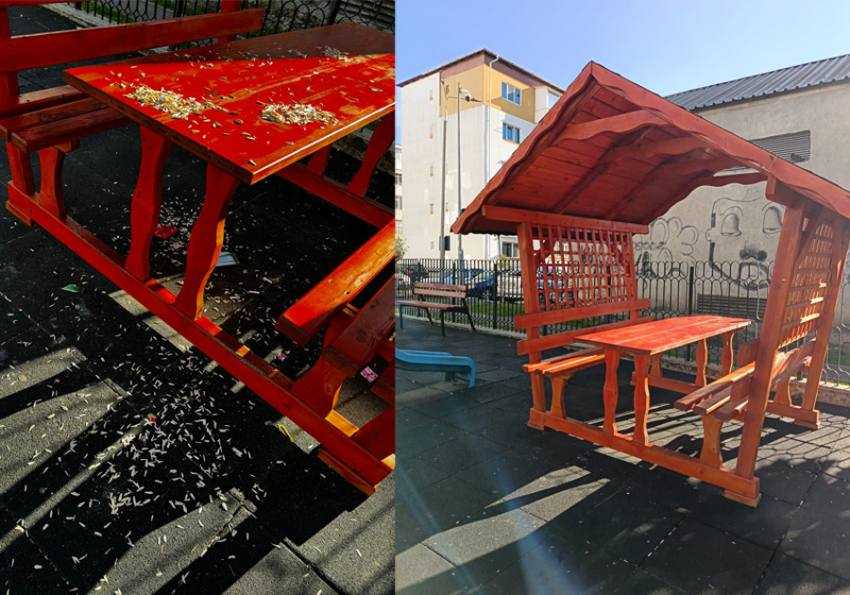 gunoi seminte in parc in Miovceni Sursă foto: FB Servicii Edilitare pentru Comunitate Mioveni.