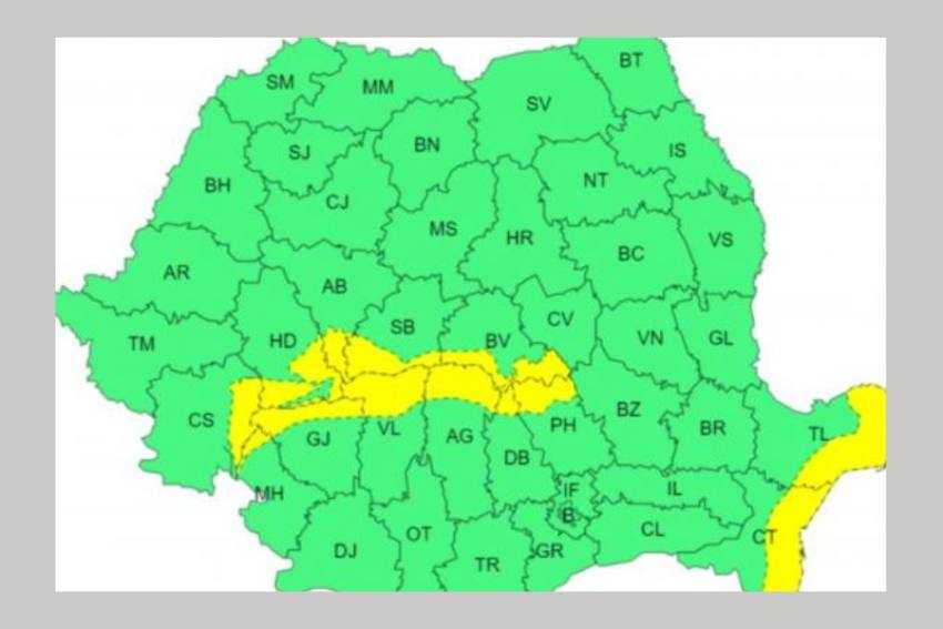 Untitled Project 2 - Argeșul și alte 12 județe se află sub cod galben de ninsori, viscol și ploi