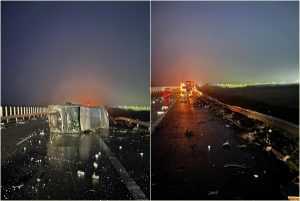 Accident grav între un camion și un microbuz pe autostrada A1 11 cats - Accident grav între un camion și un microbuz pe autostrada A1
