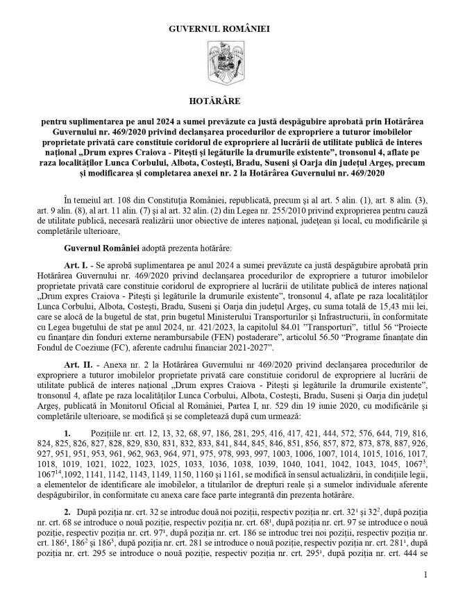 Vești bune pentru expropriații de pe coridorul Drumului expres Craiova-Pitești 1 HG 57 page 0001 - Vești bune pentru expropriații de pe coridorul Drumului expres Craiova-Pitești