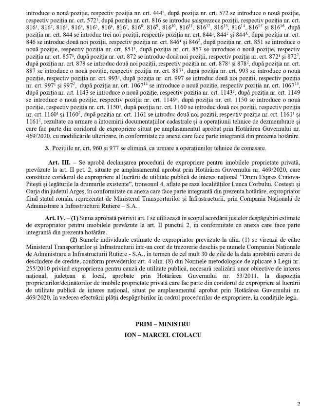 Vești bune pentru expropriații de pe coridorul Drumului expres Craiova-Pitești 2 HG 57 page 0002 - Vești bune pentru expropriații de pe coridorul Drumului expres Craiova-Pitești