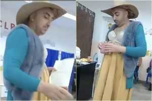 page - (VIDEO) Apariție inedită la o secție de votare din țară! Un bărbat a votat îmbrăcat în haine de femeie