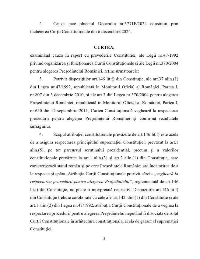 Motivarea CCR privind decizia de anulare a alegerilor prezidențiale: „Caracterul liber exprimat al votului a fost încălcat” 2 HCC 32 2024 page 0002 - Motivarea CCR privind decizia de anulare a alegerilor prezidențiale: „Caracterul liber exprimat al votului a fost încălcat”
