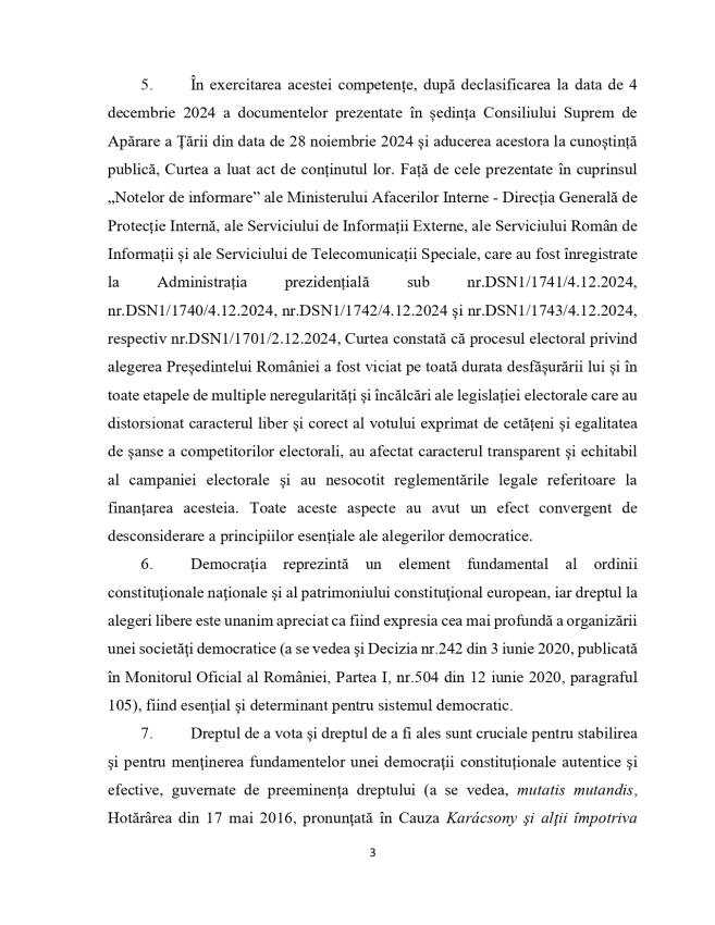 Motivarea CCR privind decizia de anulare a alegerilor prezidențiale: „Caracterul liber exprimat al votului a fost încălcat” 3 HCC 32 2024 page 0003 - Motivarea CCR privind decizia de anulare a alegerilor prezidențiale: „Caracterul liber exprimat al votului a fost încălcat”
