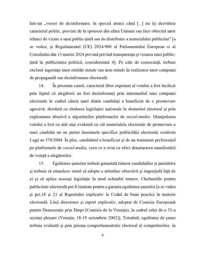 Motivarea CCR privind decizia de anulare a alegerilor prezidențiale: „Caracterul liber exprimat al votului a fost încălcat” 6 HCC 32 2024 page 0006 - Motivarea CCR privind decizia de anulare a alegerilor prezidențiale: „Caracterul liber exprimat al votului a fost încălcat”