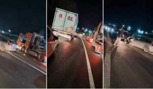 Accident pe DN 7! Impact între un autoturism și un camion 1 D4CD161D 7CE0 4BE6 8AD2 6D620FB20177 1 - Accident pe DN 7! Impact între un autoturism și un camion