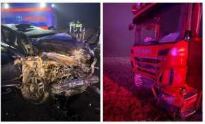 zfhdg 14 - Trei tineri au murit, după ce mașina în care se aflau s-a izbit de un TIR