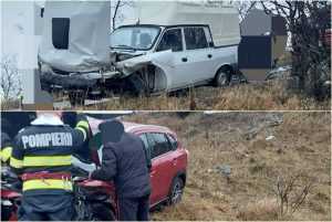 page - Impact violent între două mașini la Domnești! Una a ajuns pe câmp