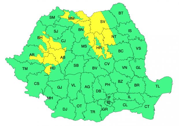 Mai multe județe din țară se află sub avertizare cod galben de vânt puternic 1 ANM vânt
