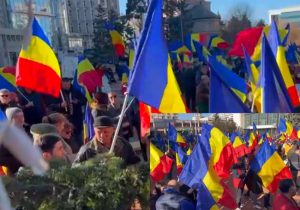 (Video) Protestul AUR - în fața Primăriei Pitești! 1 Sursă foto: screenshot