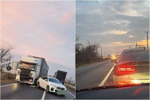 Accident la Albota! Impact între un TIR și o mașină 1 cats - Accident la Albota! Impact între un TIR și o mașină