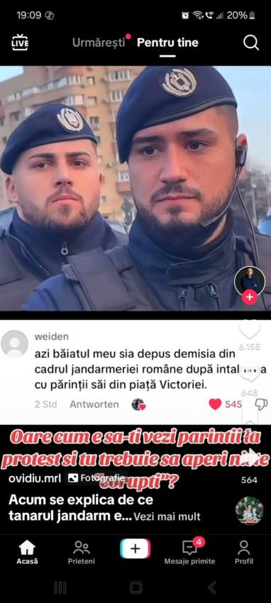 Jandarmeria Română dezminte informația că un jandarm a demisionat după ce și-a întâlnit părinții la un protest 1 948599 1 - Jandarmeria Română dezminte informația că un jandarm a demisionat după ce și-a întâlnit părinții la un protest