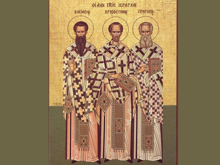 sfintioi trei ierarhi Vasile cel Mare, Grigorie Cuvântătorul de Dumnezeu și Ioan Gură de Aur Sursă foto: FB Arhiepiscopia Argeșului și Muscelului