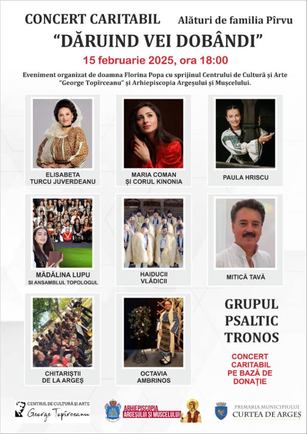 Concert caritabil "DĂRUIND VEI DOBÂNDI" – alături de familia Pîrvu 1 Sursă foto: FB Arhiepiscopia Argeșului și Muscelului.