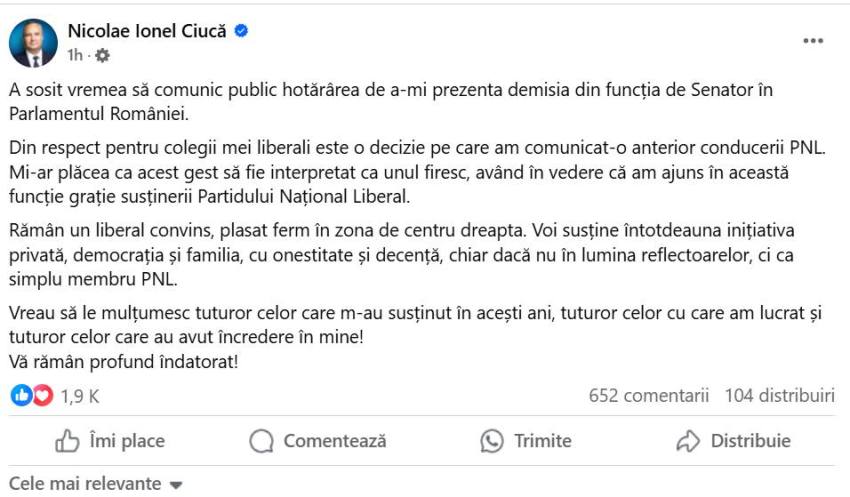 Nicolae Ciucă a demisionat din funcția de senator în Parlamentul României 1 bhg - Nicolae Ciucă a demisionat din funcția de senator în Parlamentul României