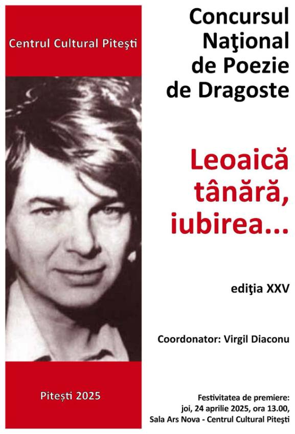 Termen limită. Câștigă sute de lei la Concursul Național de Poezie de Dragoste ”Leoaică tânără, iubirea…” 1 Sursă foto: FB Primăria MUnicipiului Pitești.
