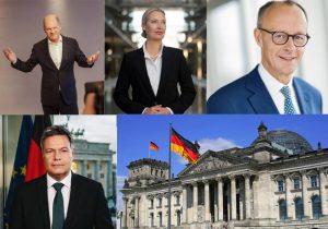 Sursă foto: FB Friedrich Merz,, FB Olaf Scholz, FB  Robert Habeck, FB Alice Weidel și wikipedia.org.