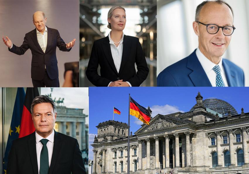 deschidere alegeri germania1 Sursă foto: FB Friedrich Merz,, FB Olaf Scholz, FB Robert Habeck, FB Alice Weidel și wikipedia.org.