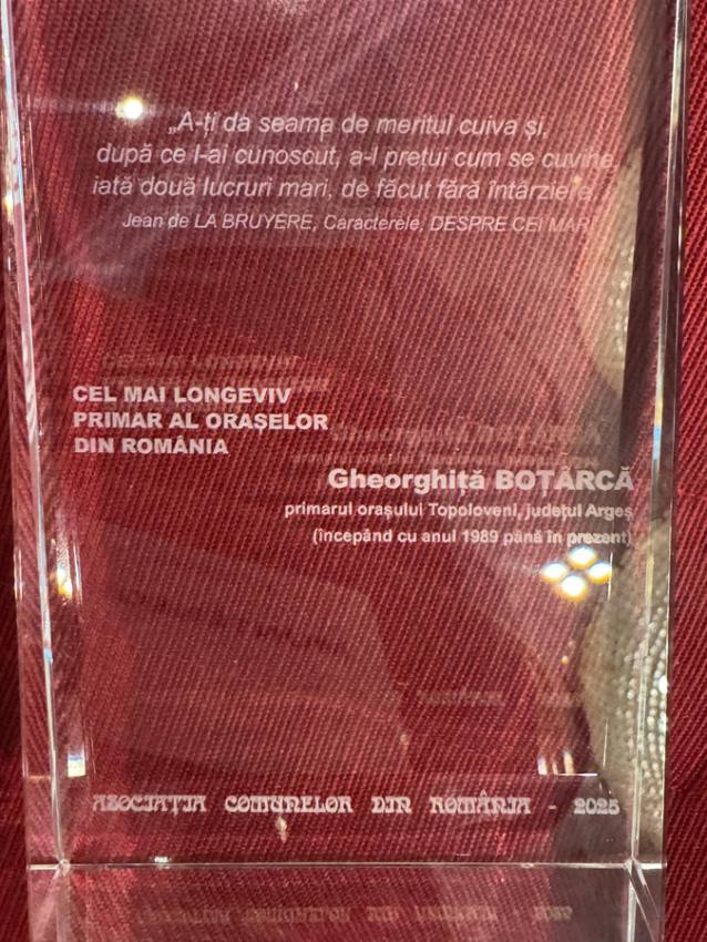 Argeșeanul nostru este în top! Gheorghiță Boțârcă - ”Cel mai longeviv primar al orașelor din România” 2 Sursă foto: Topolovenmi