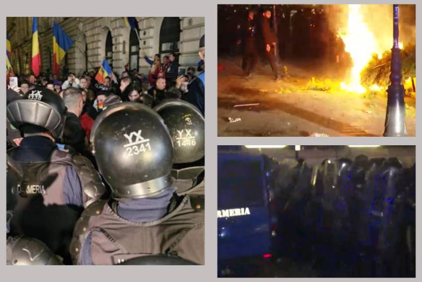 Violențe în faţa BEC după respingerea candidaturii lui Georgescu! Jandarmi răniți! 5 jandarmi protest