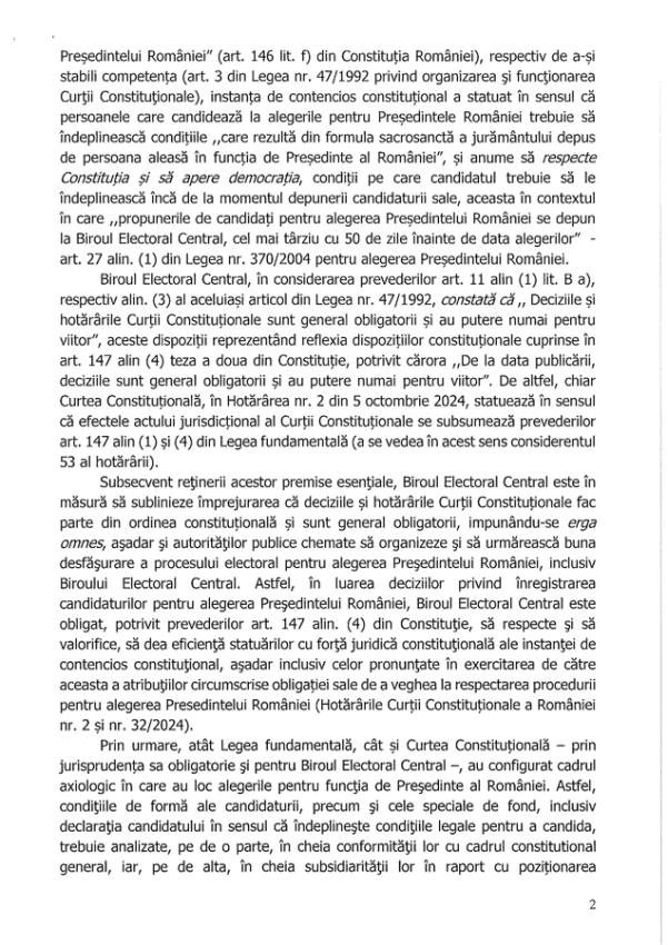 Candidatura lui Călin Georgescu respinsă, protestatarii cer libertate. Cum motivează BEC decizia 10 decizie 18D 2 - Candidatura lui Călin Georgescu respinsă, protestatarii cer libertate. Cum motivează BEC decizia