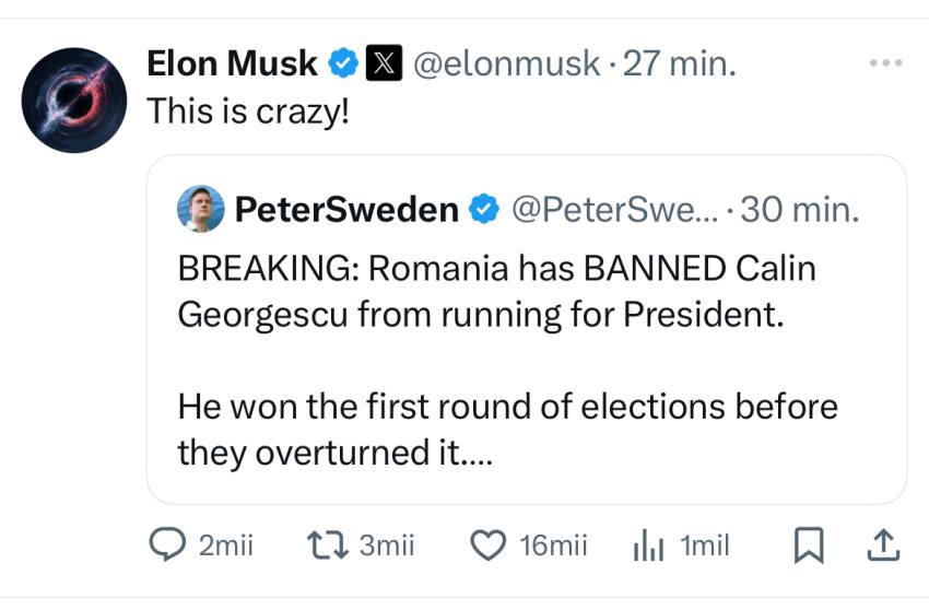 Candidatura lui Călin Georgescu respinsă, protestatarii cer libertate. Cum motivează BEC decizia 7 elon musk calin georgescu respingere 1 - Candidatura lui Călin Georgescu respinsă, protestatarii cer libertate. Cum motivează BEC decizia