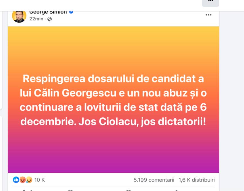 Candidatura lui Călin Georgescu respinsă, protestatarii cer libertate. Cum motivează BEC decizia 2 george simion 1 - Candidatura lui Călin Georgescu respinsă, protestatarii cer libertate. Cum motivează BEC decizia