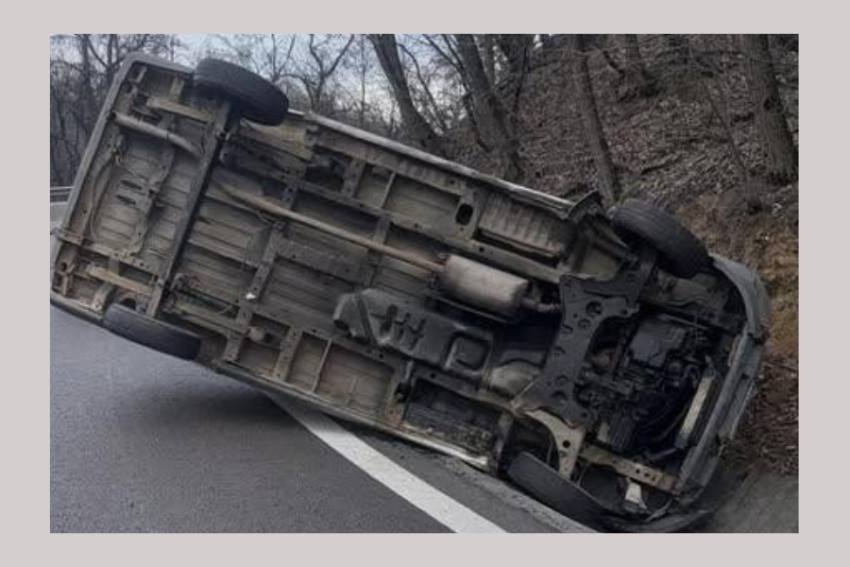accident DN 7 masina rasturnata