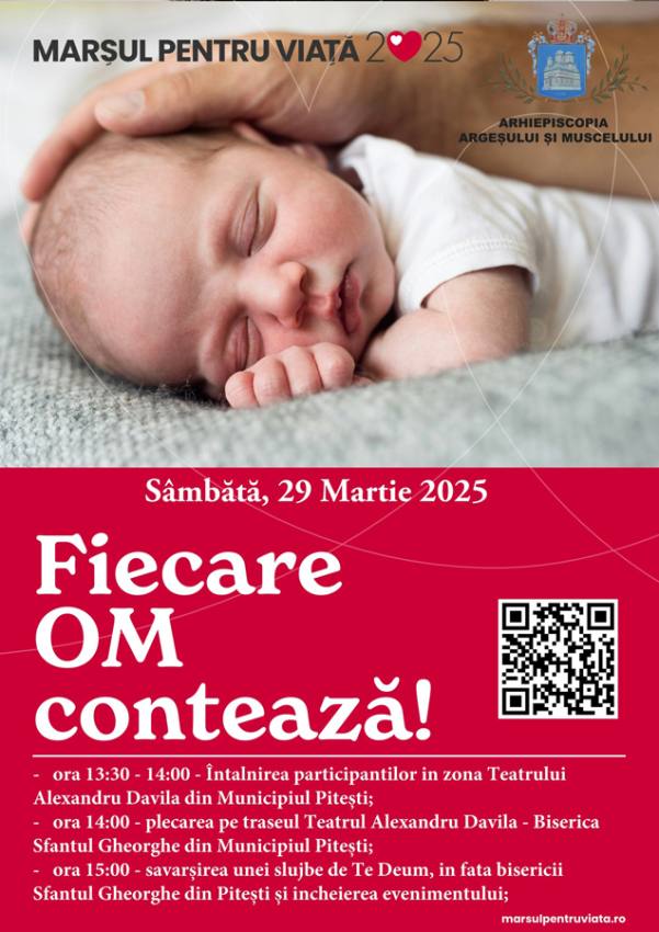 Pe 29 martie în Pitești – ”Marșul pentru Viață” 1 Sursă foto: FB Arhiepiscopia Argeșului și Muscelului.