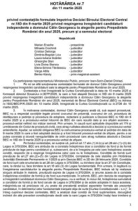 Hotarare 7 2025 1 - Ce spun judecătorii CCR? De ce NU poate candida Călin Georgescu?