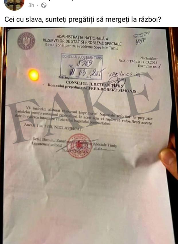 stire falsa 2 - Guvernul dezminte știrile false. România NU intră în război!